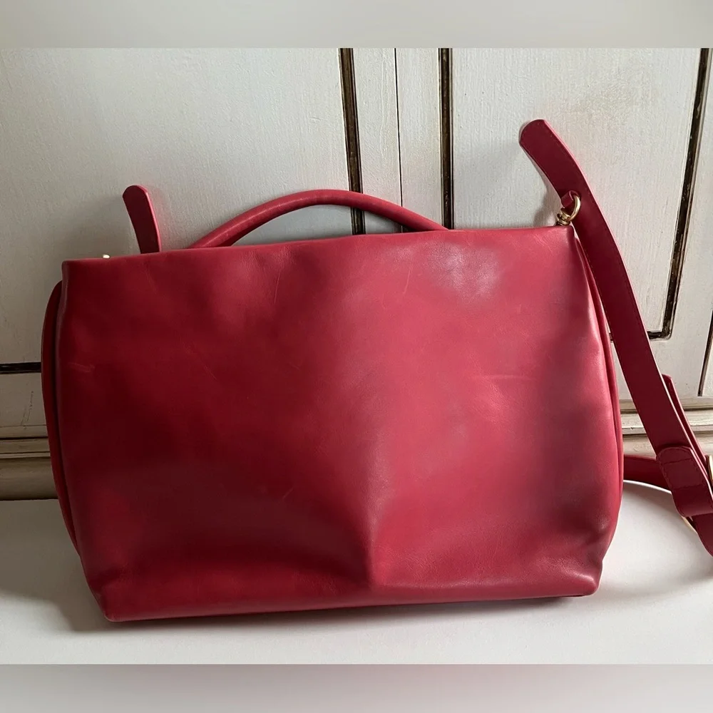 Skagen Women's Mikkeline Satchel Leather Top Handle Handbag-berry pink